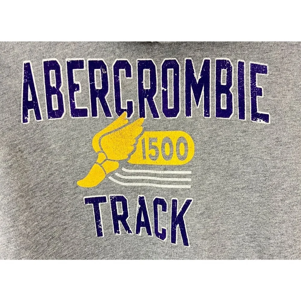 Vtg Abercrombie Fitch Hoodie Men’s XL Spell Out Pullover Gray 90s Y2K Sweatshirt - Picture 4 of 11
